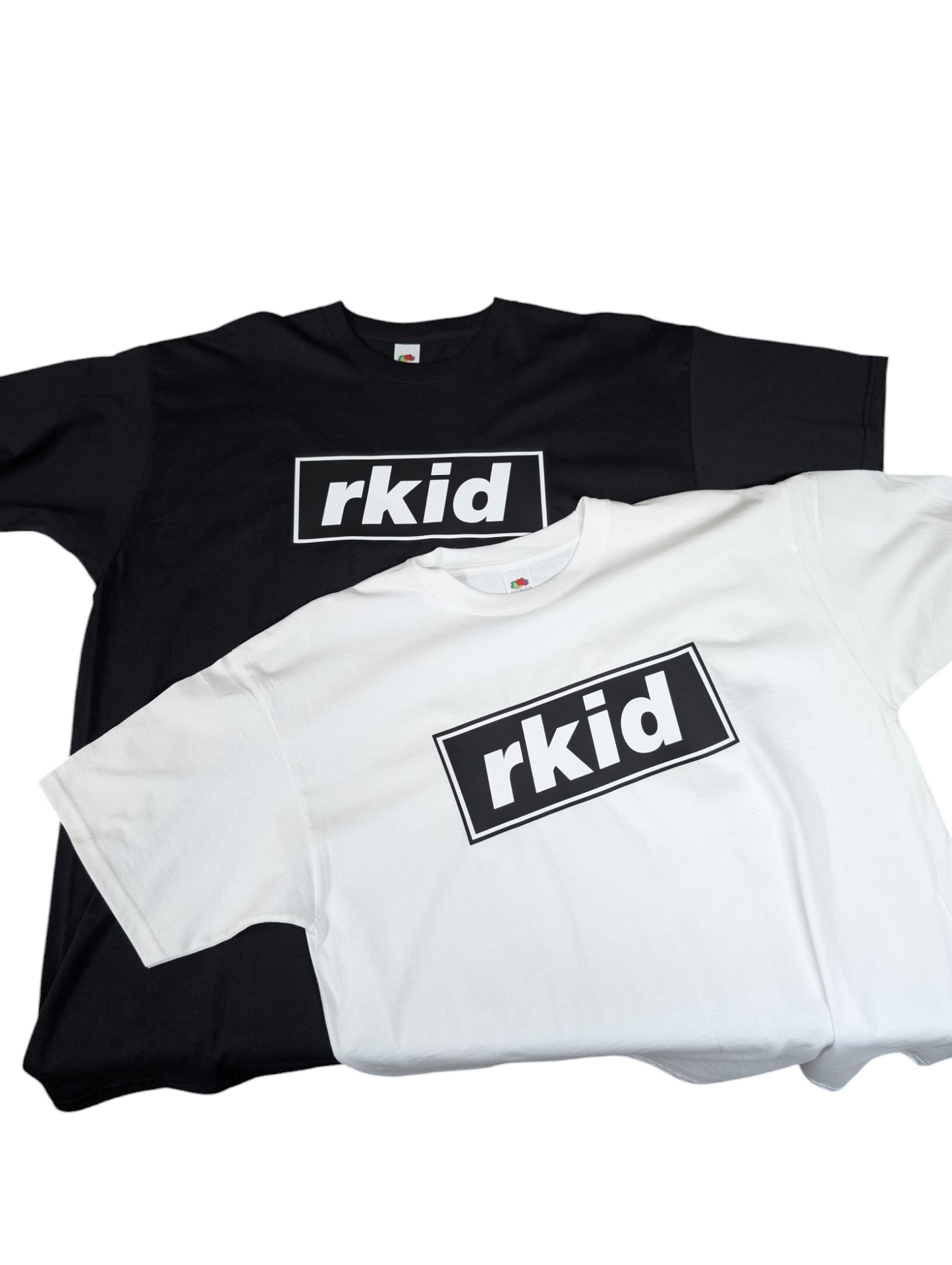 Oasis inspired rkid reunion t-shirt in black and white with bold rkid logo print by LME Graphics