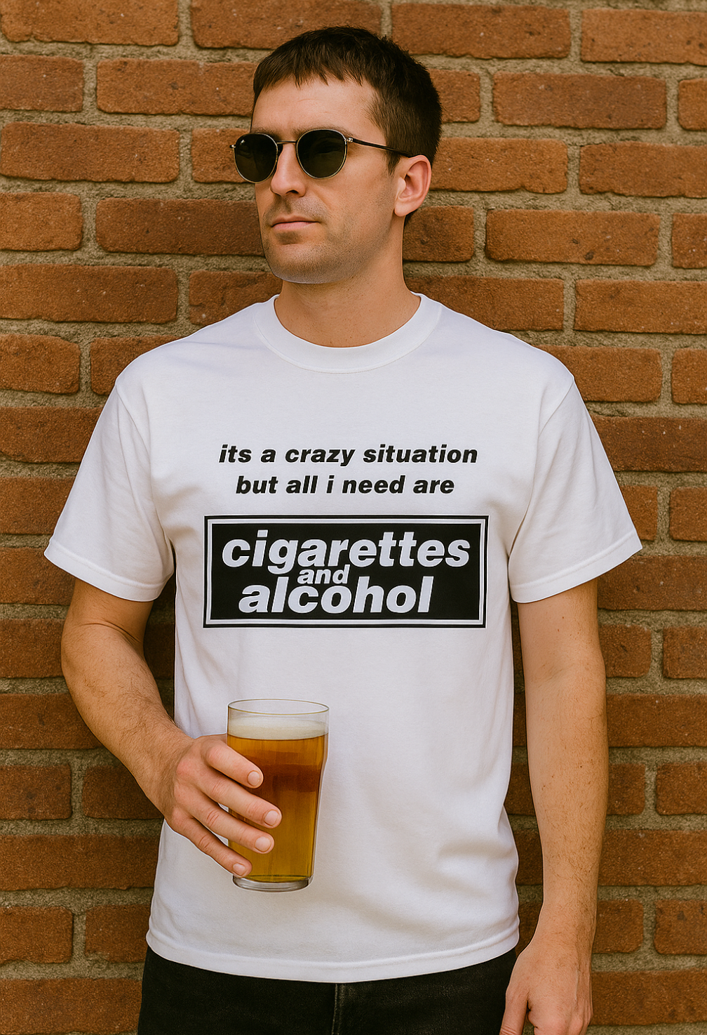 oasis inspired cigarettes and alcohol T-shirt
