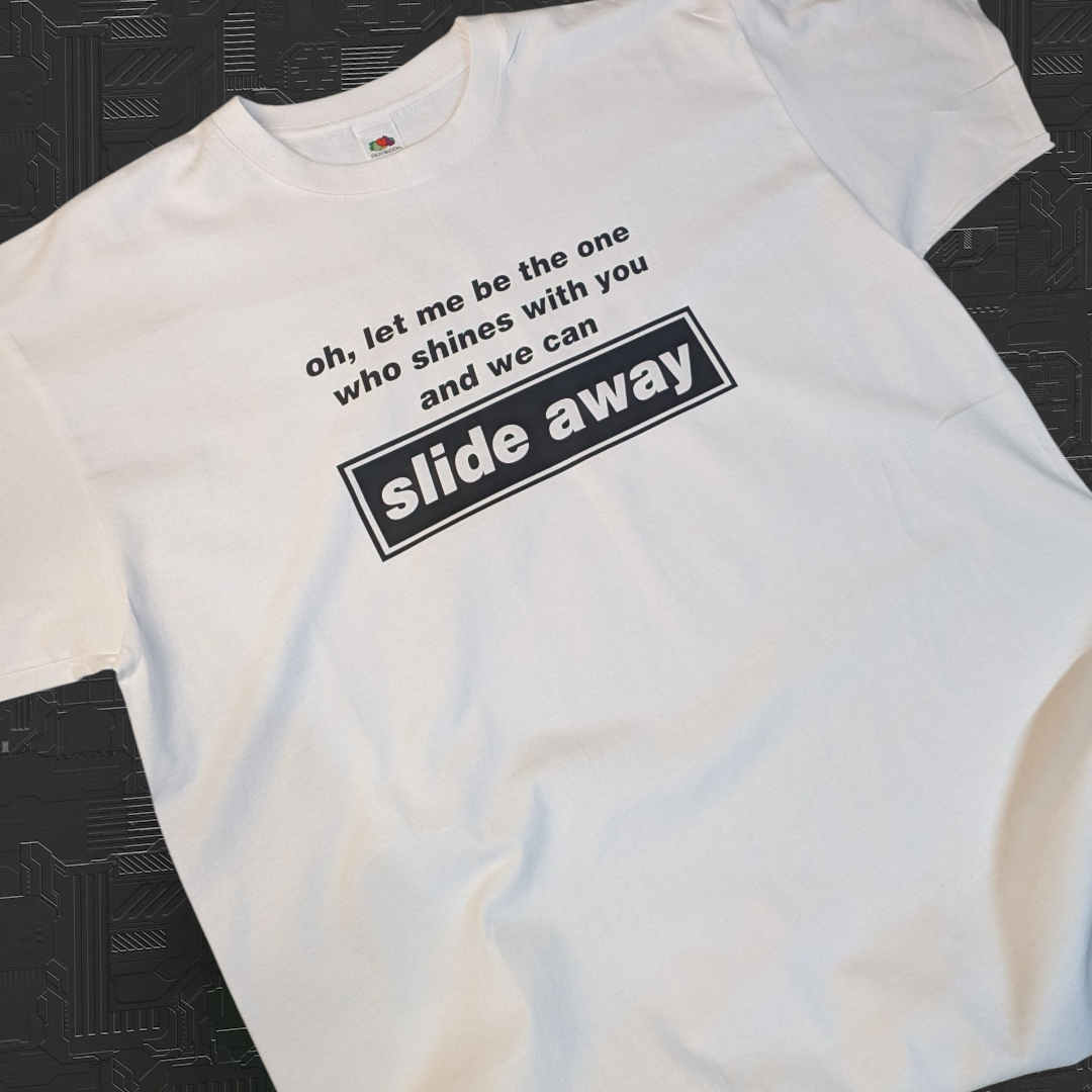 oasis inspired slide away tshirt