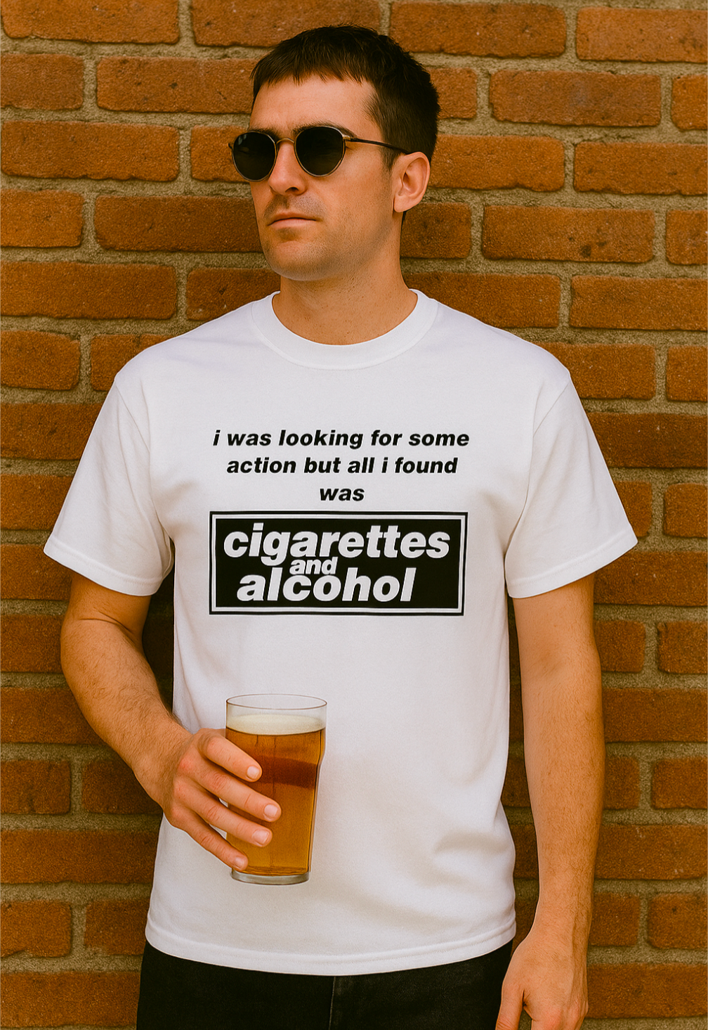 oasis inspired cigarettes and alcohol T-shirt