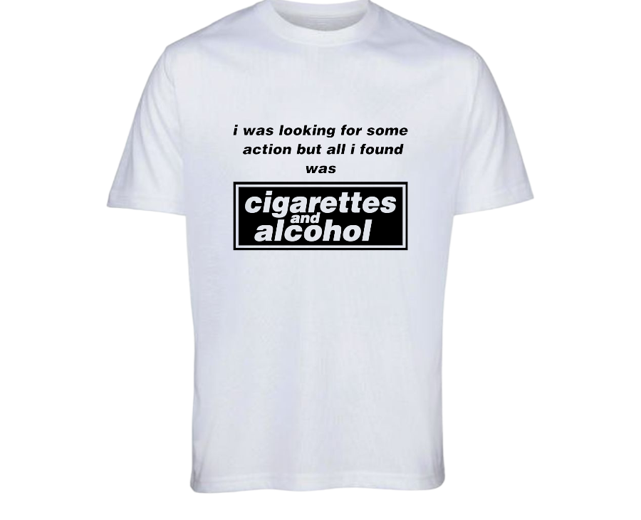 oasis inspired cigarettes and alcohol T-shirt