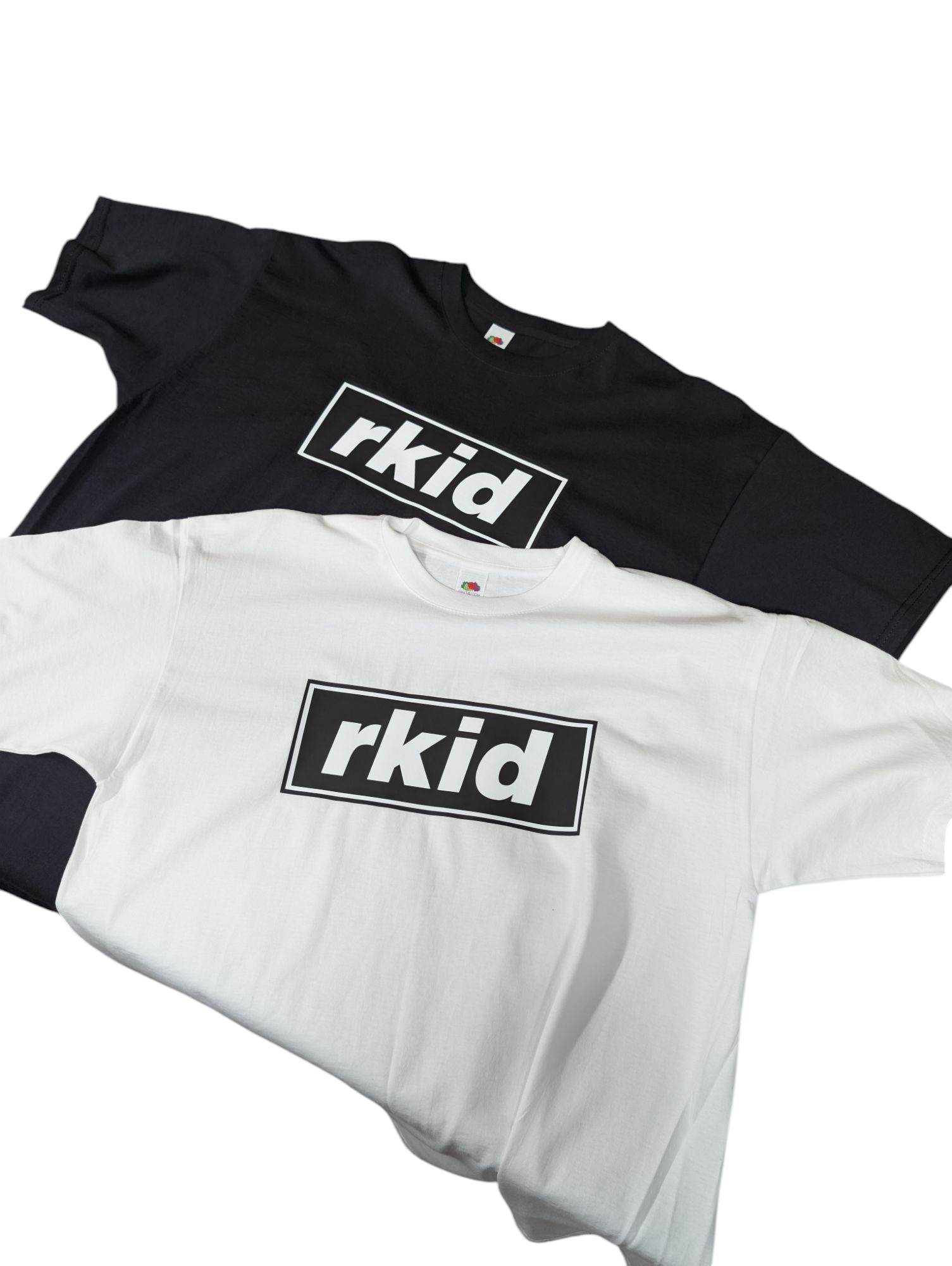 Black and white Oasis inspired rkid reunion t-shirt with bold rkid logo printed on front
