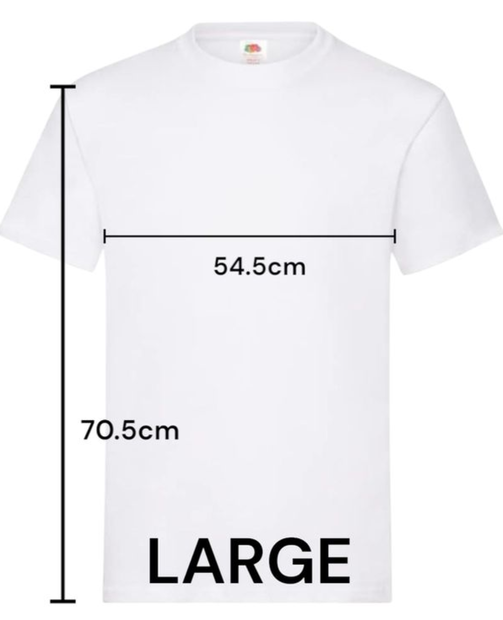 White Oasis inspired rkid reunion t-shirt in large size with chest and length measurements