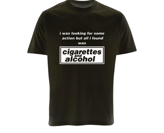oasis inspired cigarettes and alcohol T-shirt