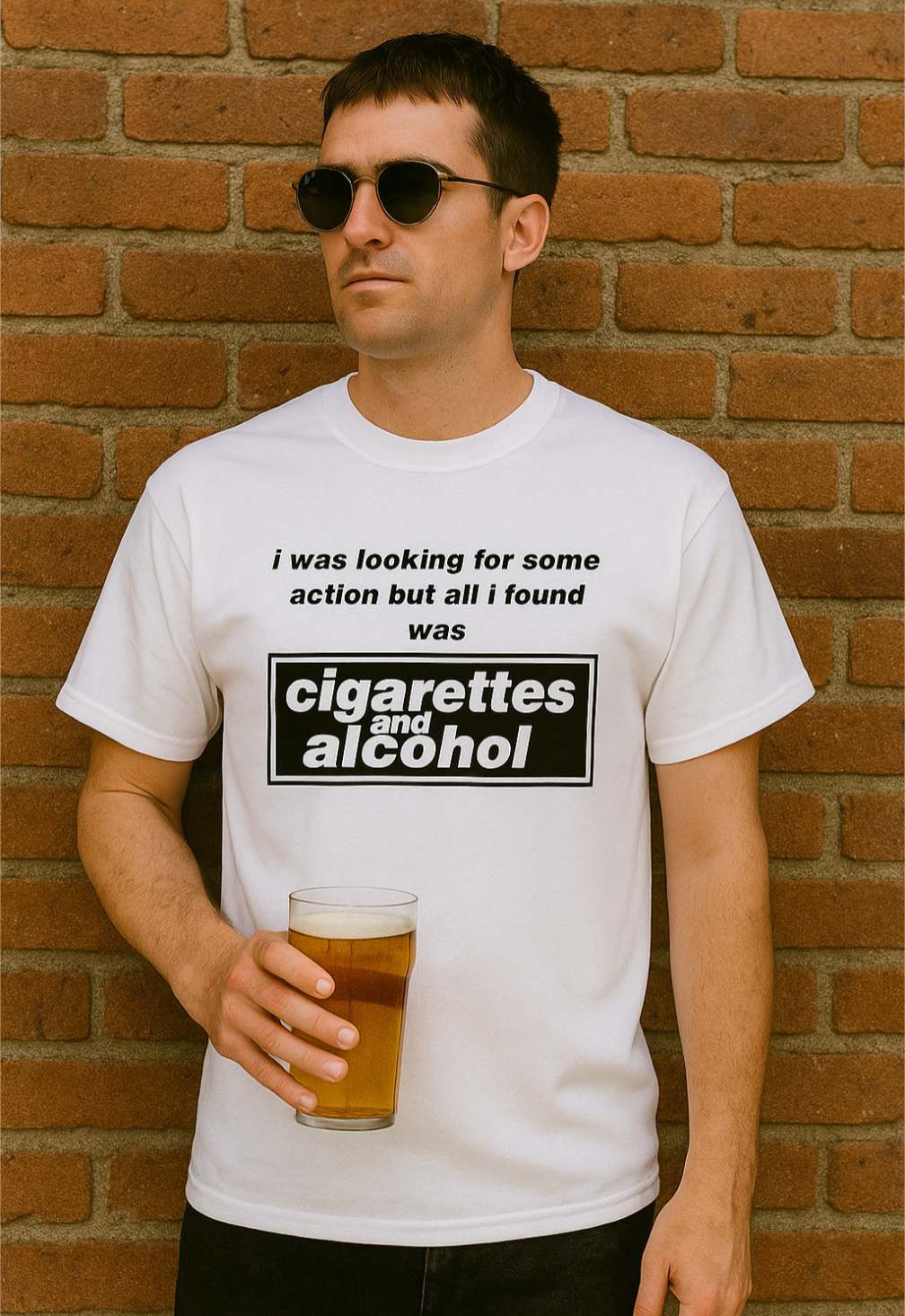 oasis inspired cigarettes and alcohol T-shirt